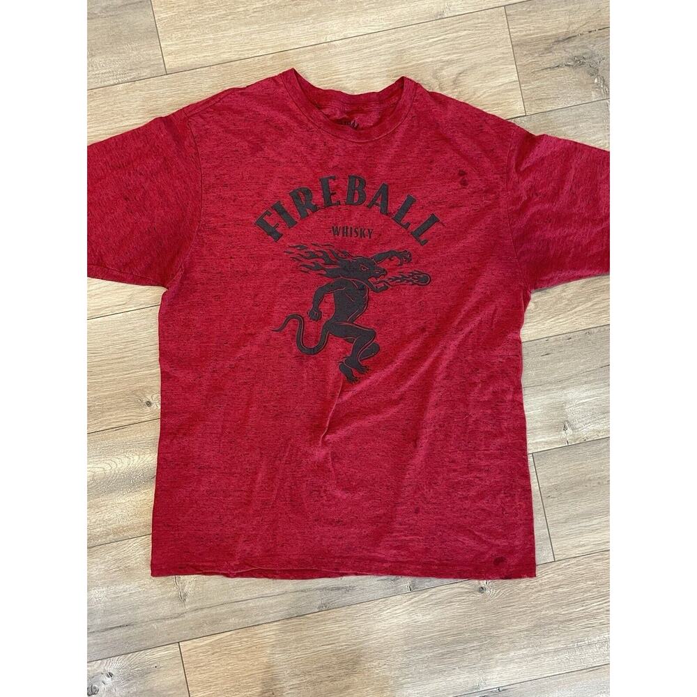 Fireball‎ Whiskey Devil Logo T Shirt Men's XL Red Short Sleeve